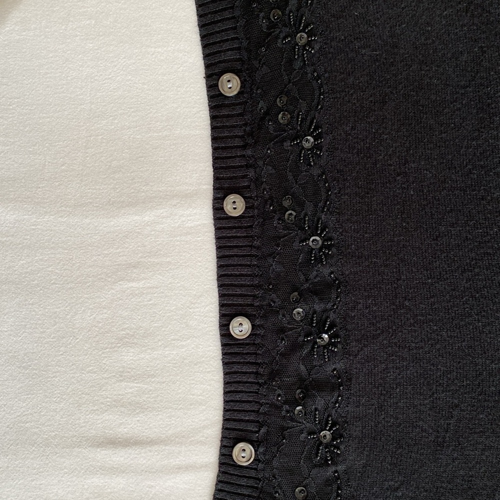 Loy and Ford Cashmere Silk button front sleeveless sweater vest beaded sequin 10 - Picture 11 of 12